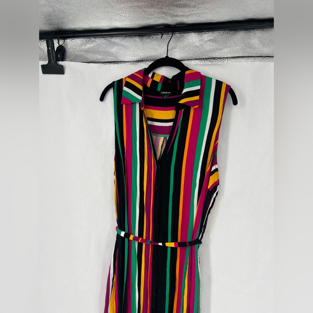 torrid Black Multi-Striped Sleeveless Maxi Dress - Picture 6 of 9